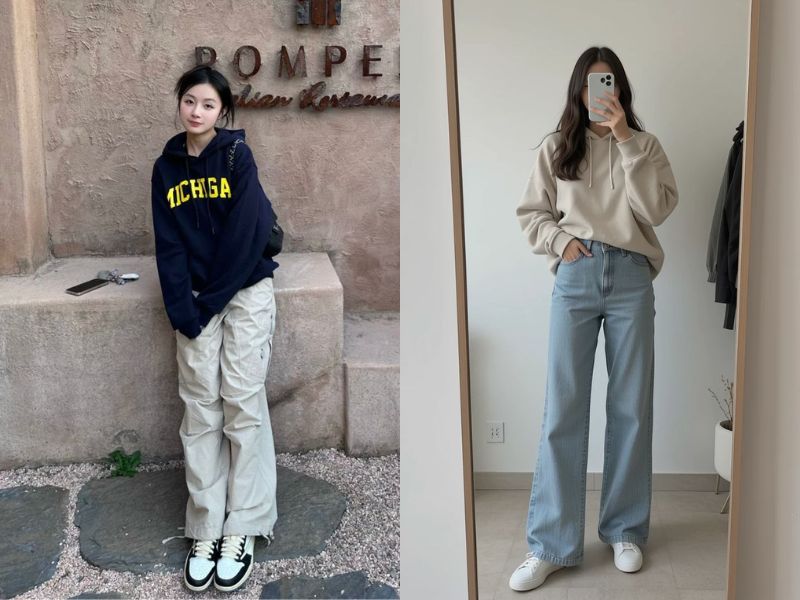 áo hoodie quần ống rộng