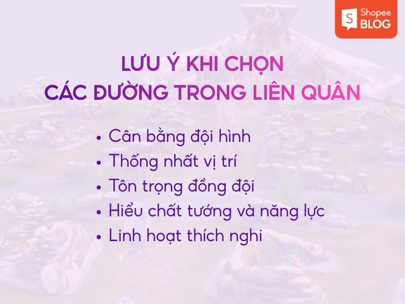quy tắc lựa chọn vị trí trong Liên Quân