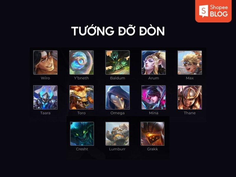 tất cả các tướng trong liên quân dạng tướng đỡ đòn