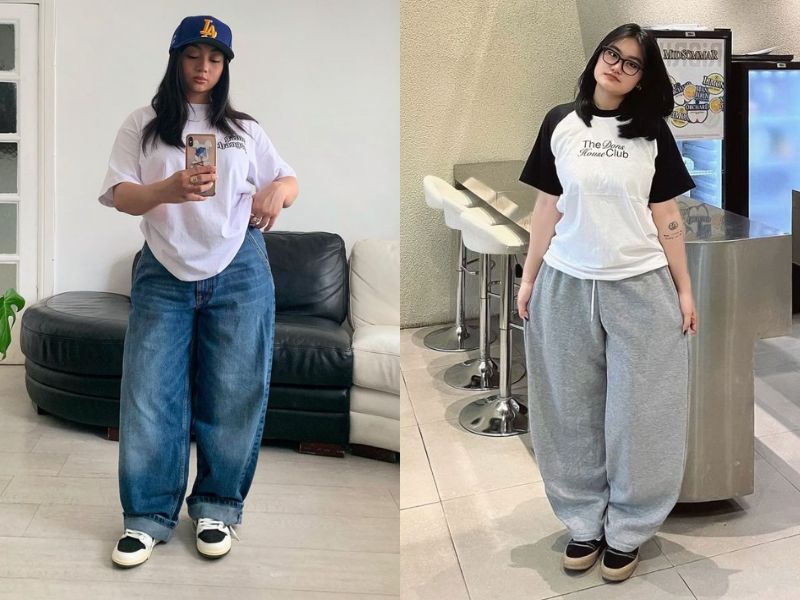áo thun quần baggy mập lùn