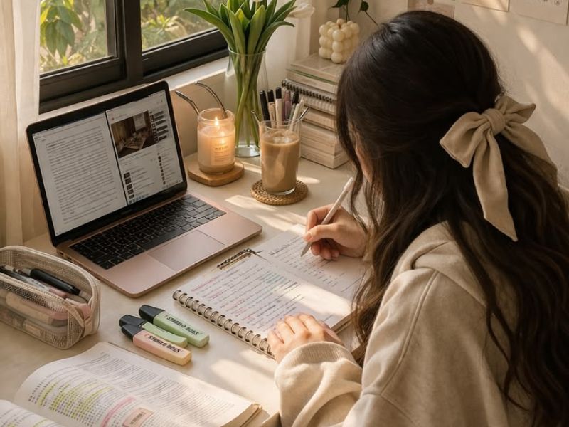 động lực học tập cô gái