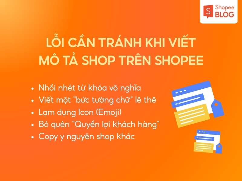 lỗi thường gặp khi viết mô tả shop trên Shopee
