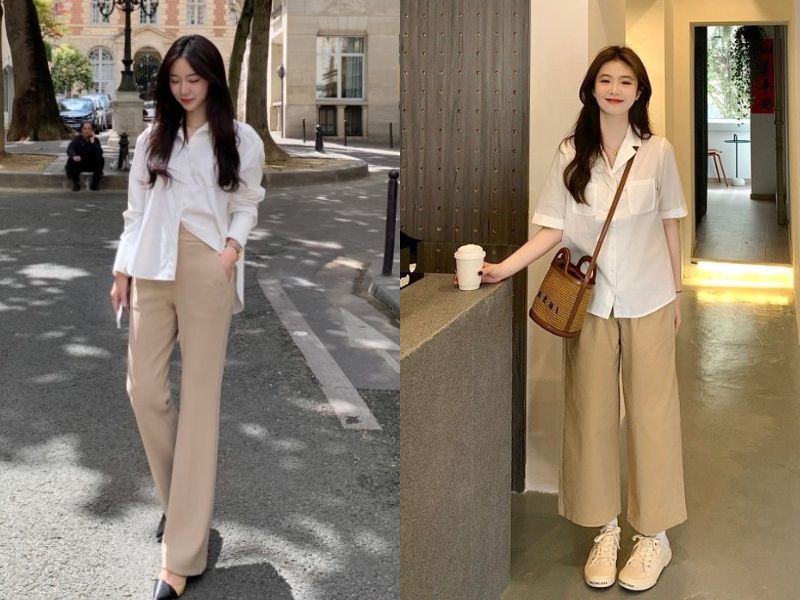 áo sơ mi quần kaki ống suông