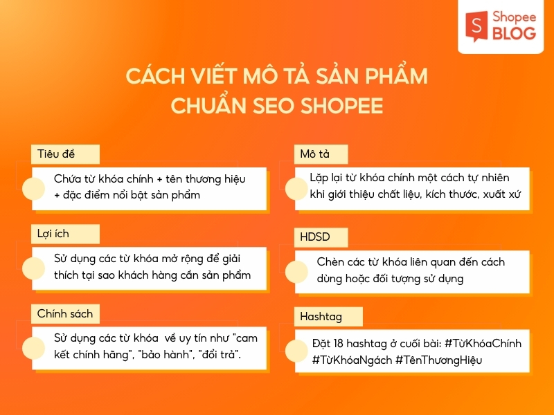 mô tả sản phẩm Shopee chuẩn SEO