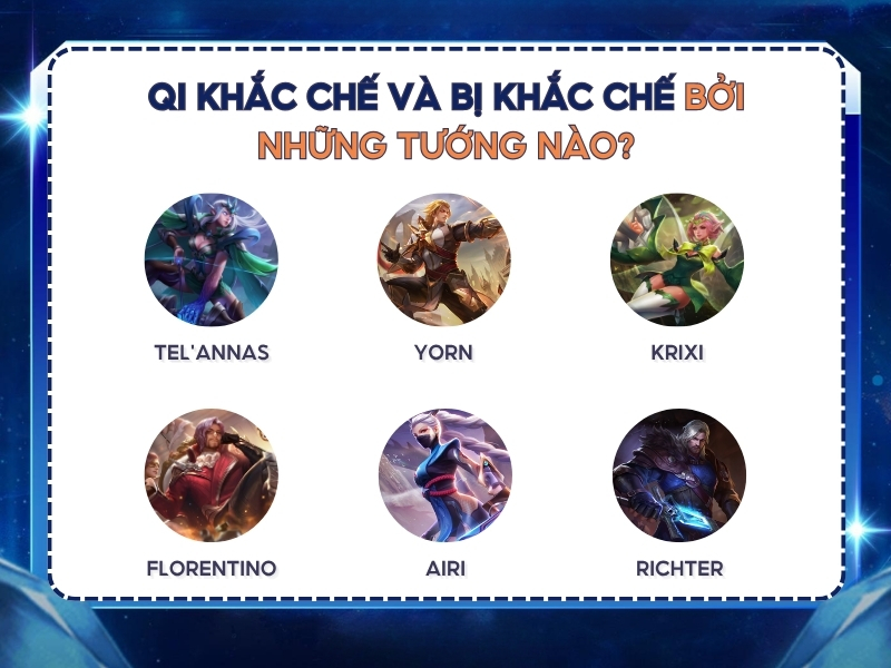 Qi khắc chế và bị khắc chế bởi những tướng nào?