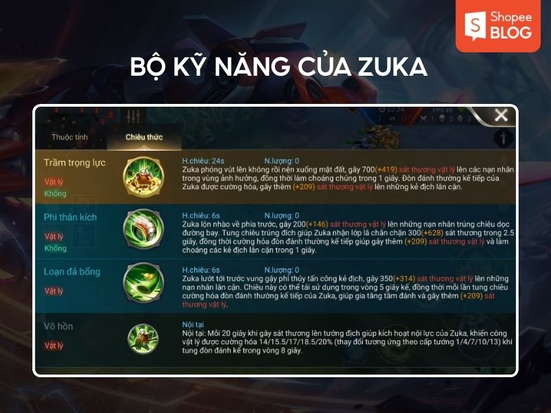 bộ kỹ năng của Xuka