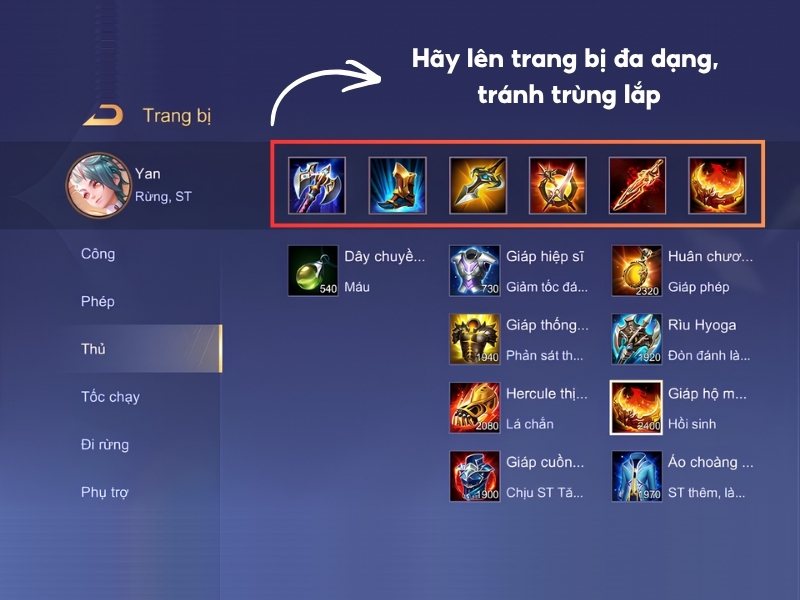 Cách lên các món trang bị trong Liên Quân