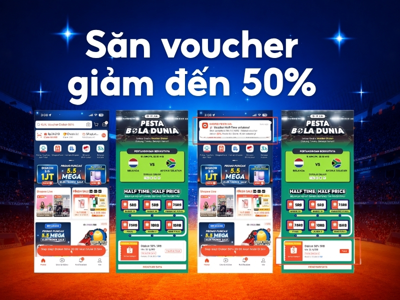 Đừng quên săn voucher 50% ở giữa mỗi hiệp nhé!