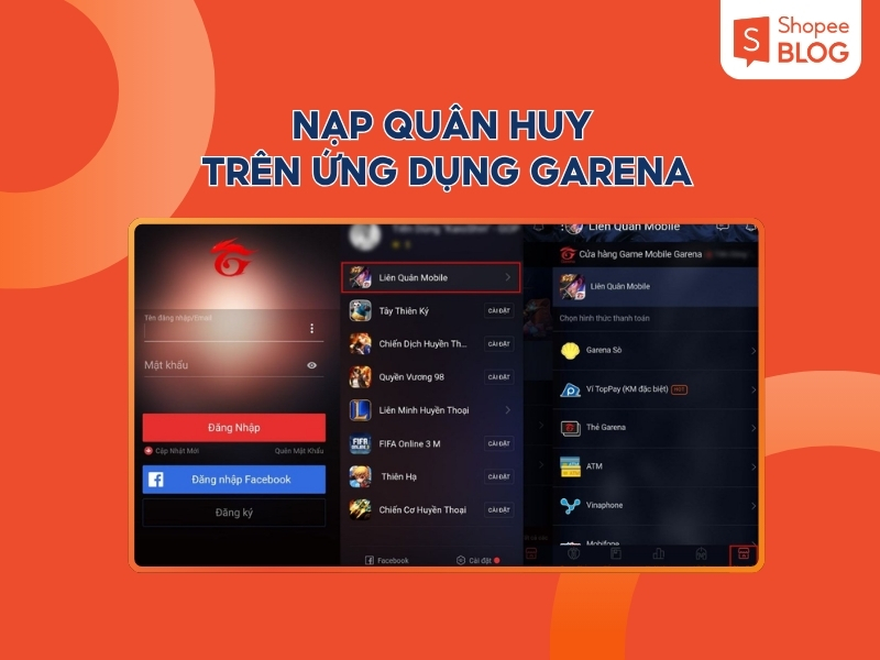 Nạp Quân Huy bằng thẻ Garena trên cổng thanh toán chính thức của Liên Quân Mobile