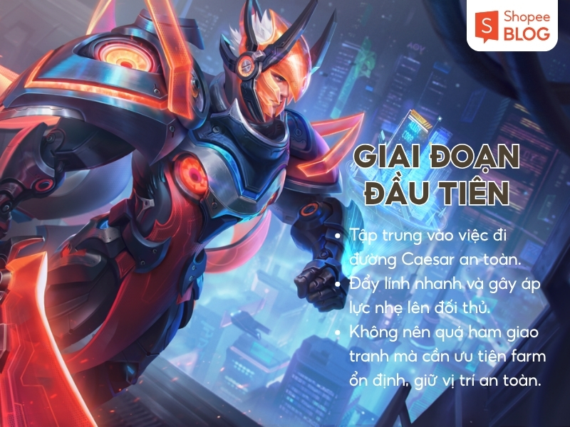Arthur đi đường Caesar, dọn lính và trao đổi chiêu thức đầu trận