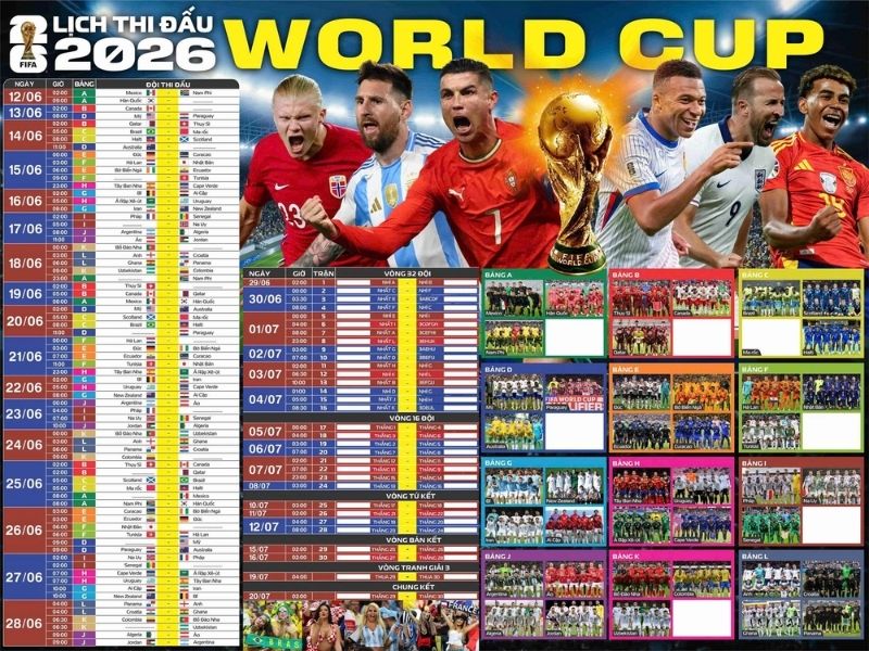 Tổng hợp lịch đấu World Cup 2026