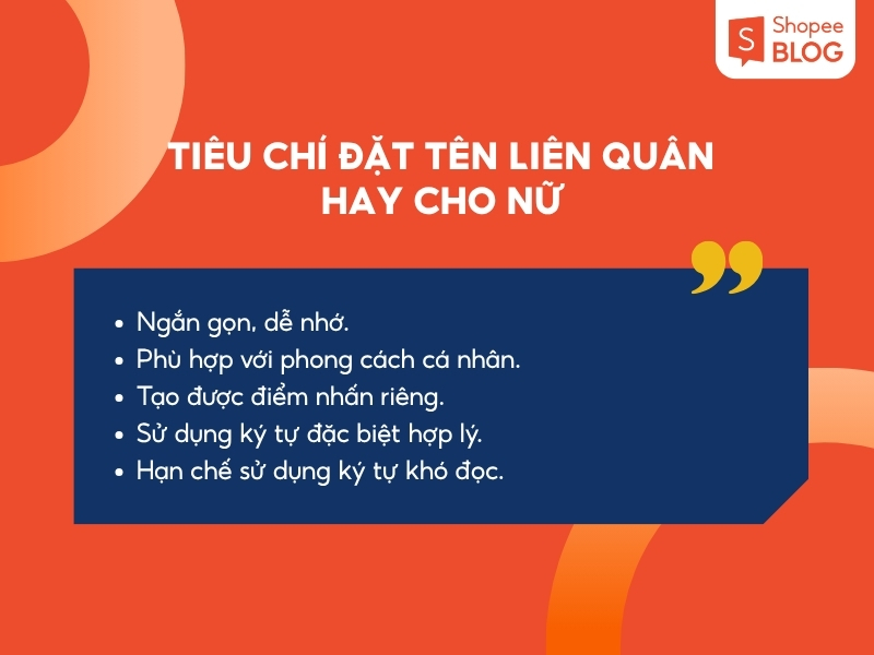 Những tiêu chí để đặt tên Liên Quân hay cho nữ 