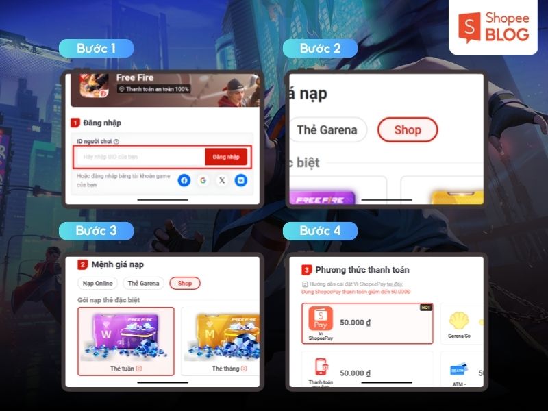 Cách nạp Free Fire tiết kiệm bằng gói nạp