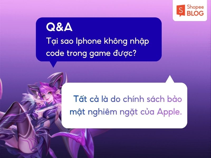 Lý do IOS không nhập được code LQ trong game