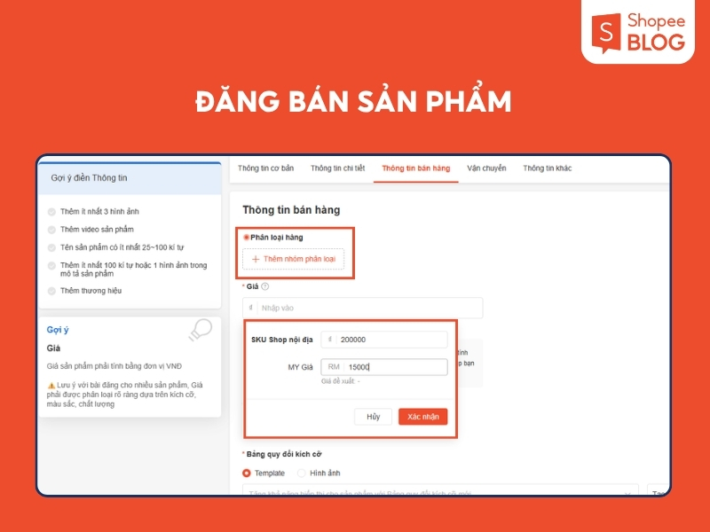 Tùy chọn bỏ tích các trường thông tin nếu bạn muốn tối ưu mô tả sản phẩm riêng cho khách hàng nước ngoài