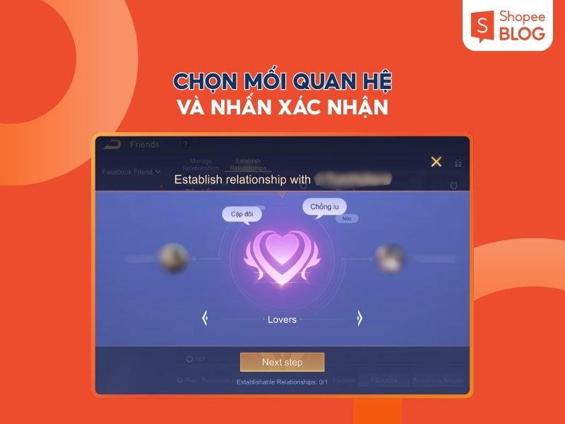 Lựa chọn loại quan hệ và set mối quan hệ 