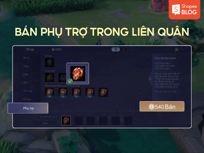 bán các phụ trợ trong Liên Quân