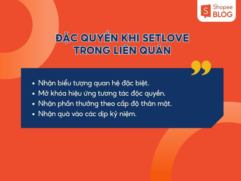Những đặc quyền khi Setlove trong Liên Quân 