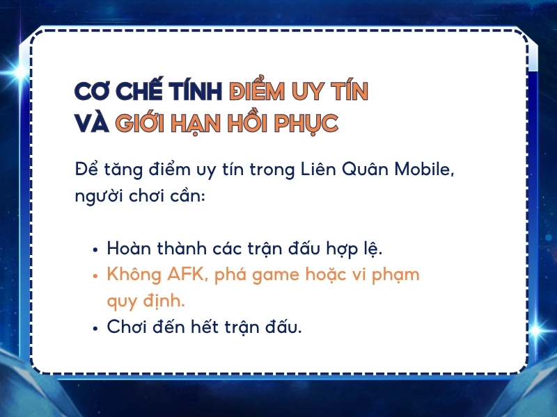 Cơ chế tính điểm uy tín và giới hạn hồi phục