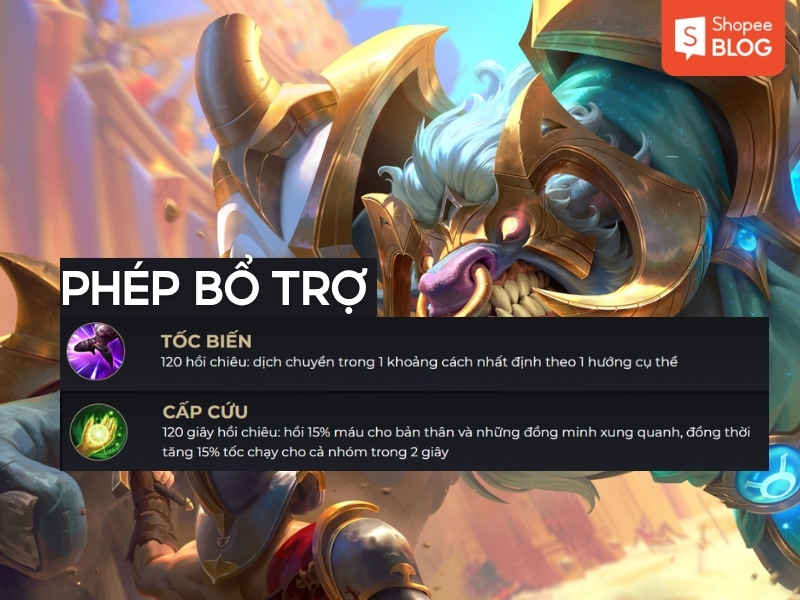 Phép bổ trợ của Toro bao gồm Tốc Biến và Cấp Cứu (Nguồn: Shopee Blog)