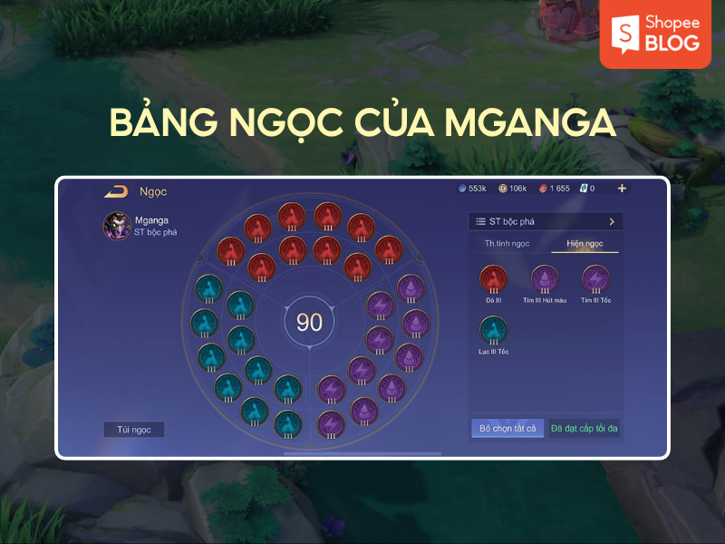 Cách trang bị bảng ngọc mganga