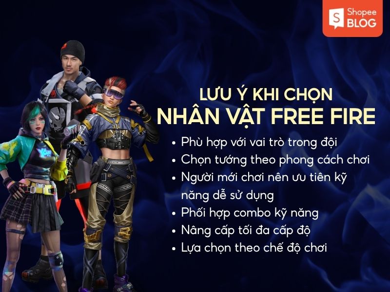 lưu ý khi chọn các nhân vậy Free Fire