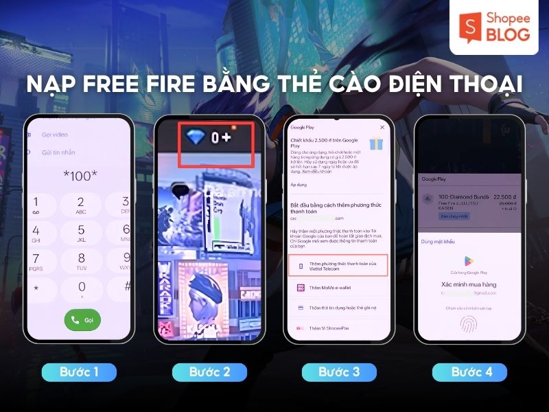 Cách nạp Free Fire bằng thẻ cào Viettel