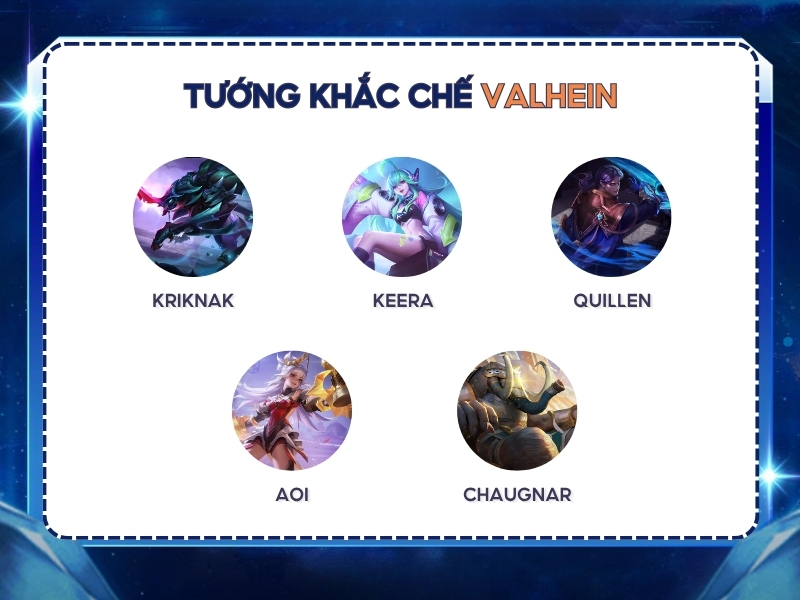 Những tướng nào khắc chế Valhein?