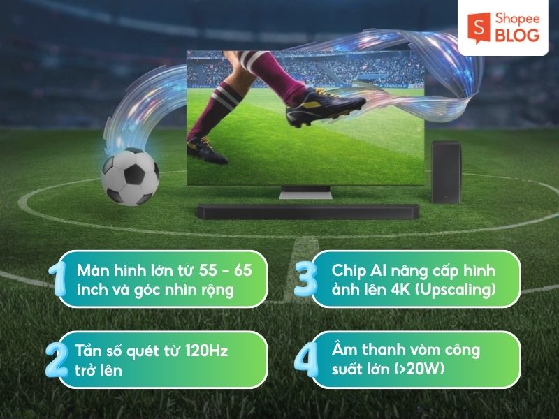 Tiêu chí chọn tivi xem bóng đá tốt