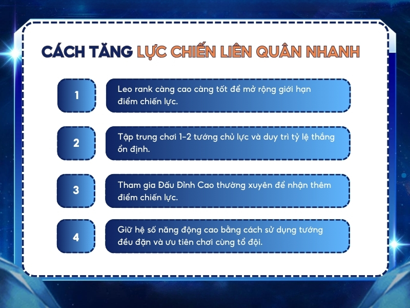 Cách tăng lực chiến Liên Quân nhanh. 
