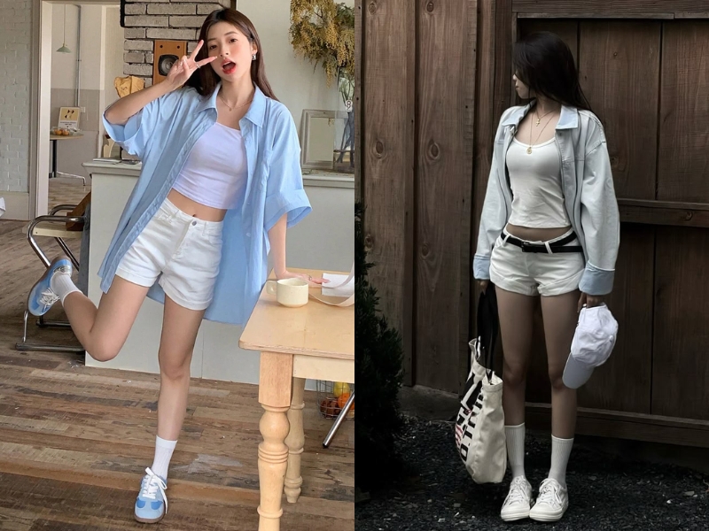Áo sơ mi oversize và quần short