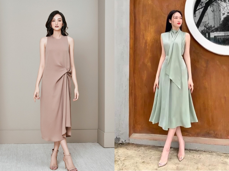 đầm suông chiết eo