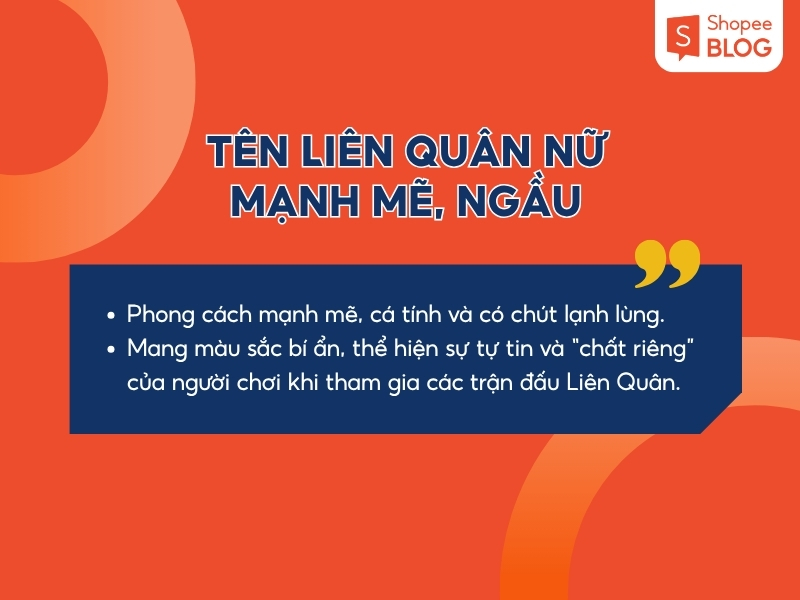 Tên Liên Quân đẹp cho nữ phong cách ngầu cá tính mạnh mẽ 