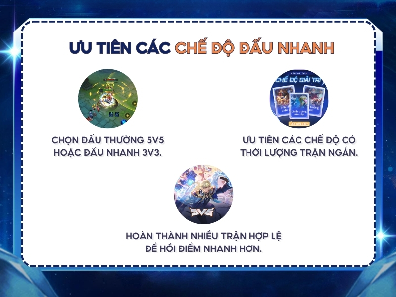 Ưu tiên chế độ đấu nhanh để cày lại. 