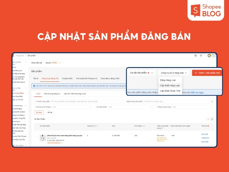 Kiểm tra lỗi khi tạo/cập nhật sản phẩm đăng bán