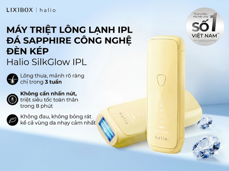 Máy triệt lông Halio SilkGlow IPL Sapphire Cooling Hair Removal