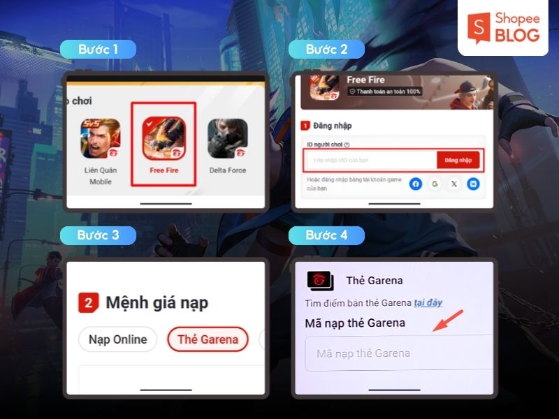 Cách nạp thẻ Garena vào Free Fire