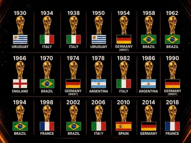 Các đội vô địch World Cup trong lịch sử