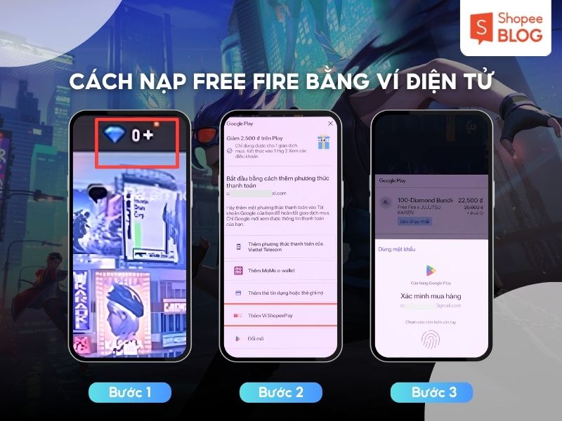 Cách nạp Free Fire qua ví điện tử trong game