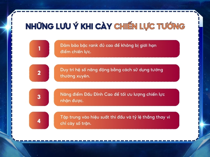Những lưu ý khi cày chiến lực tướng. 