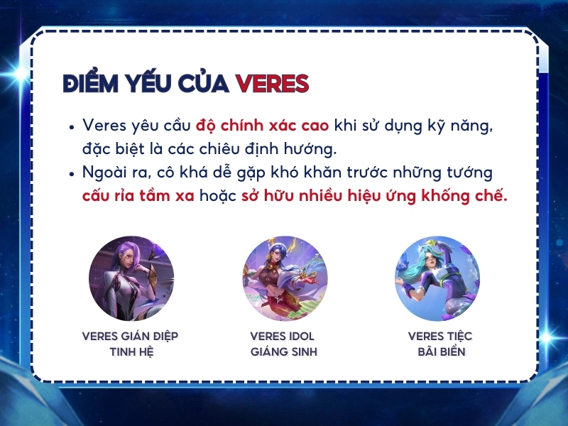 Điểm yếu của Veres. 