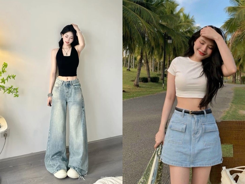 Phối đồ với áo croptop