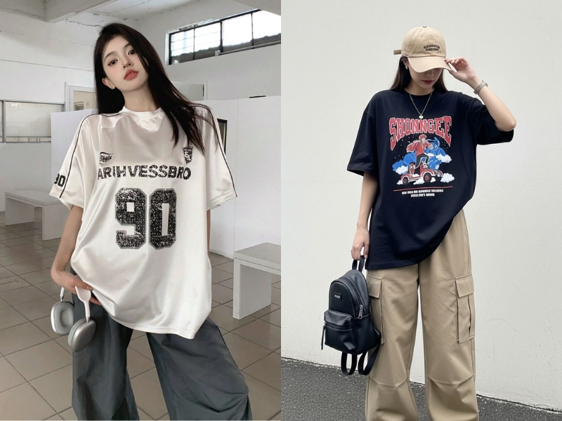 Phối đồ với áo oversize 