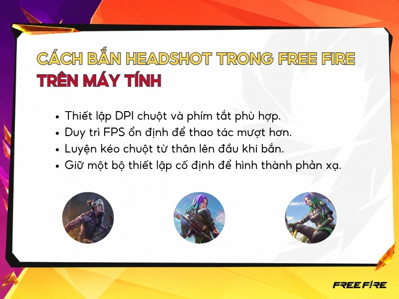 Cách bắn headshot trong Free Fire trên máy tính.