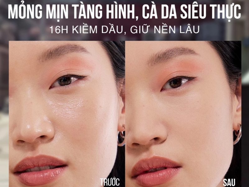 Trước và sau khi sử dụng phấn phủ Maybelline Fit Me Loose Powder