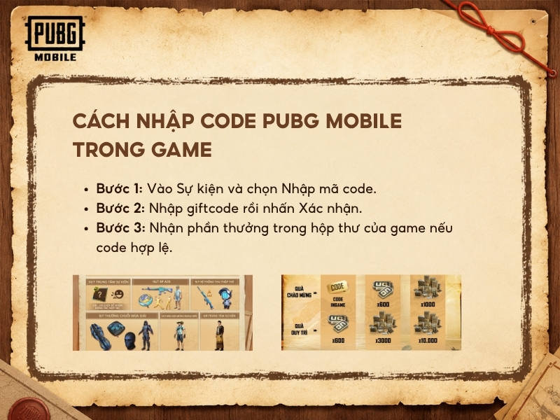 Cách nhập code PUBG Mobile trong game