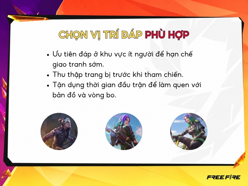 Chọn vị trí đáp phù hợp khi bắt đầu trận.