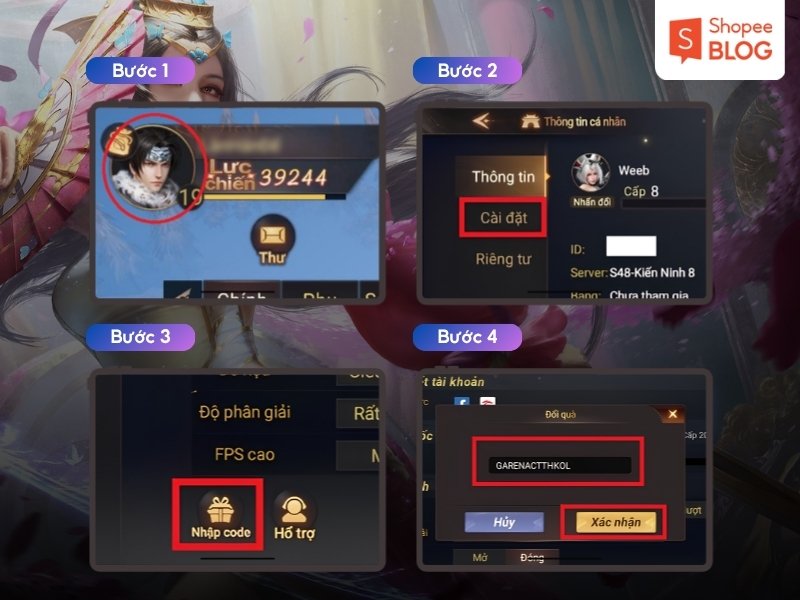 Cách nhập code game Garena Cái Thế Tranh Hùng
