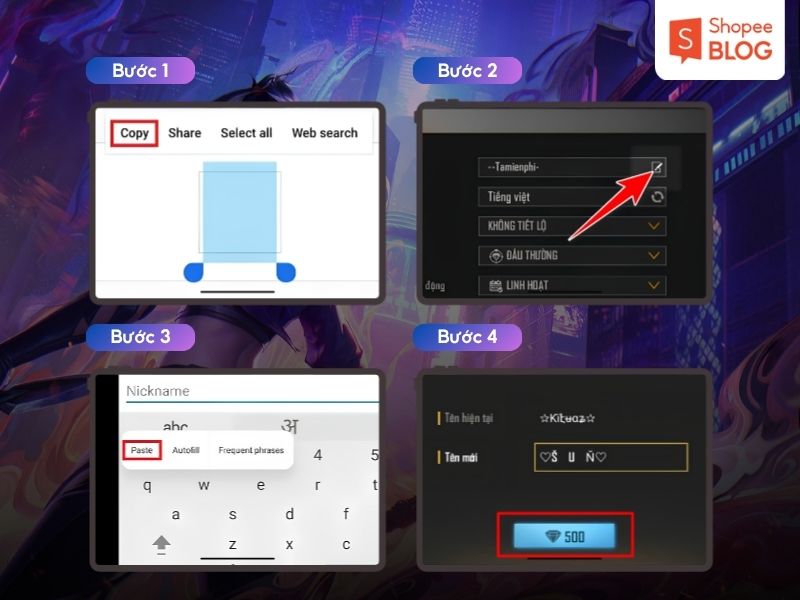 Cách đặt tên có khoảng cách trong Free Fire