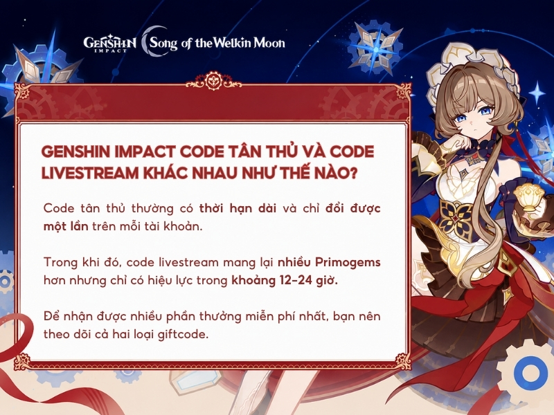 Genshin Impact code tân thủ và code livestream Genshin khác nhau như thế nào?